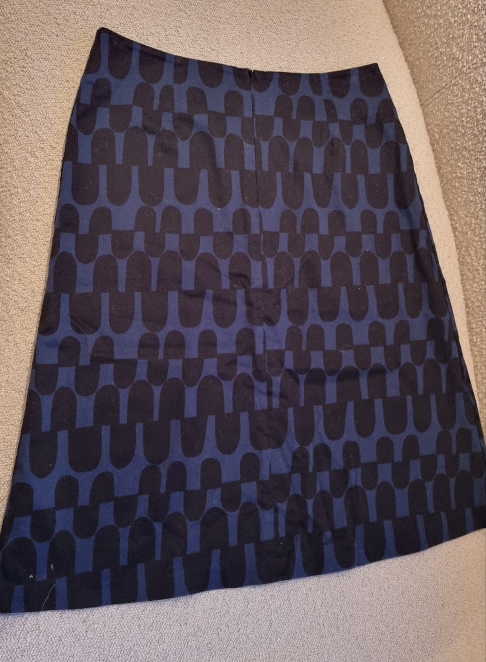 Marimekko Blue and Black Graphic A-Line Skirt